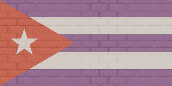 3D render of Brick Wall painted with the flag of Cuba