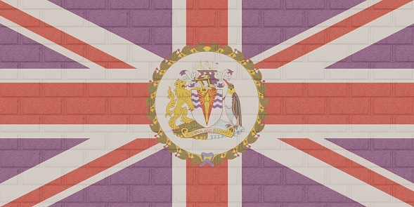 3D render of Brick Wall painted with the flag of The British Antarctic Territory