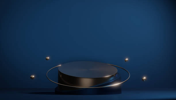 istock Dark blue geometric background, japanese style podium blue concept .3d rendering 1468897626