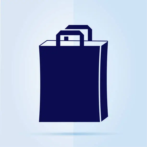 Vector illustration of Shopping bag icon on a blue background.