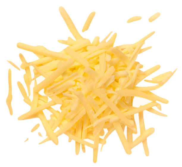 istock Grated cheese isolated on white background. Gouda cheese Top view. Flat lay 1468897804