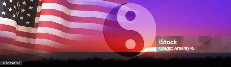 istock USA flag and symbol of Buddhism on sky background. National Religious Freedom Day 1468898190