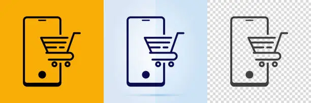 Vector illustration of Online shopping smartphone icon set.