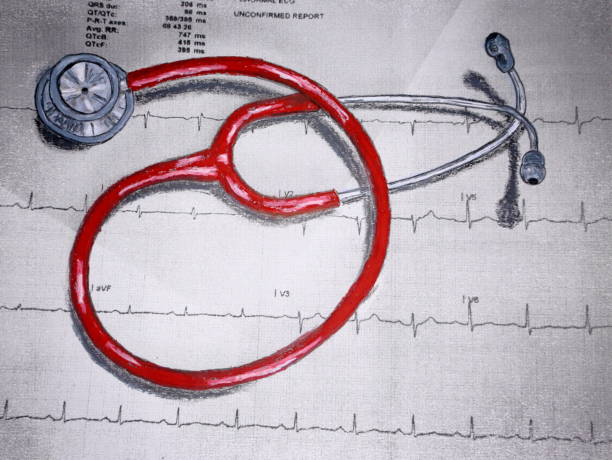 Stethoscope and EKG vector art illustration