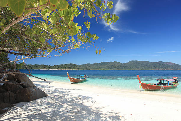 istock Two traditional Thai boat in tropical bay 146890744