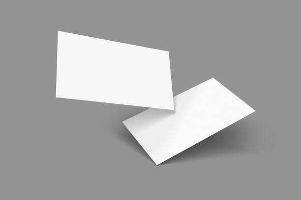 istock 3D rendered floating in air modern Business visiting card mock-up template with front and back. Invite, identity, stationery, advertising, empty mockup for Presentation on isolated Grey background 1468907962