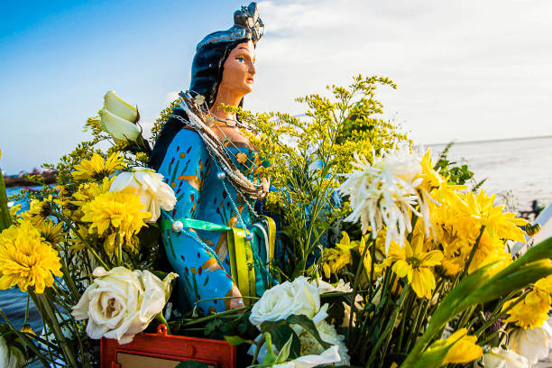 Iemanjá - african goddess of the sea Iemanja - African goddess. Celebration of it takes place in the Rio Vermelho neighborhood in Salvador on February 2, every year goddess of ocean stock pictures, royalty-free photos & images