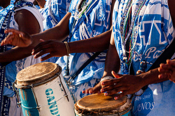 Sons of Ghandy Sons of Ghandy - traditional carnival group at Salvador - Bahia - Brazil samba dancing stock pictures, royalty-free photos & images