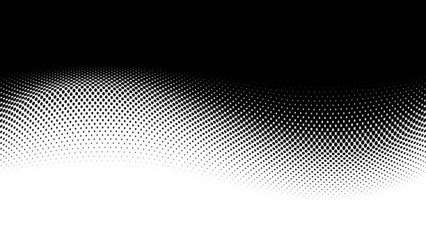 half tone black dots wavy gradient on white background vector art illustration