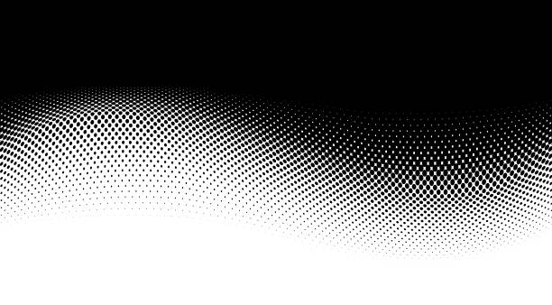 half tone black dots wavy gradient on white background Black halftone pattern grid vector gradient illustration on white background half tone stock illustrations