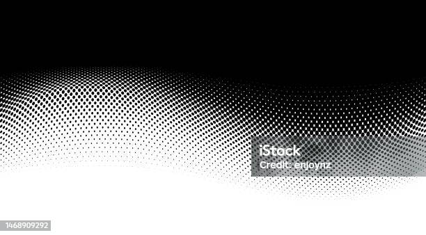 Half Tone Black Dots Wavy Gradient On White Background Stock Illustration - Download Image Now
