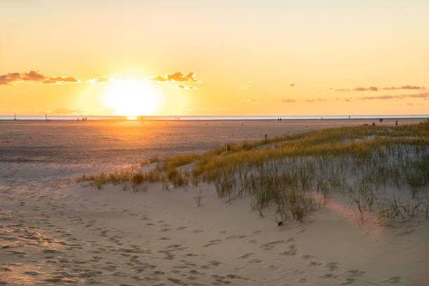 sonnenuntergang in der nordsee - ebb tide stock-fotos und bilder