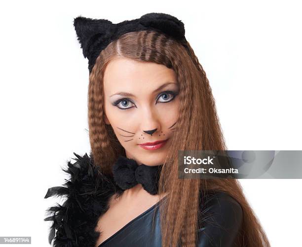 Catwoman Porträt Stockfoto und mehr Bilder von Eine Frau allein - Eine Frau allein, Frauen, Hauskatze