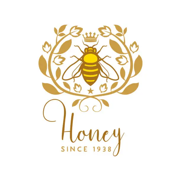 Vector illustration of Label Flyer Layout Honey Bee Natural Elements Template Design