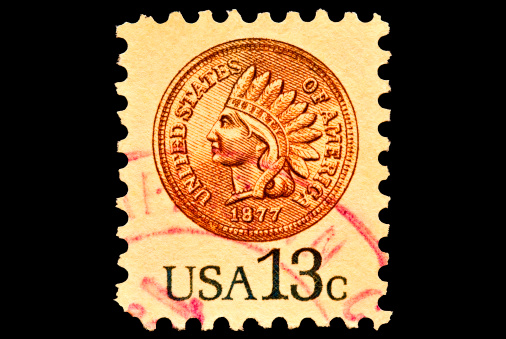 Indian Head Penny  postal stamp was issued in 1978.