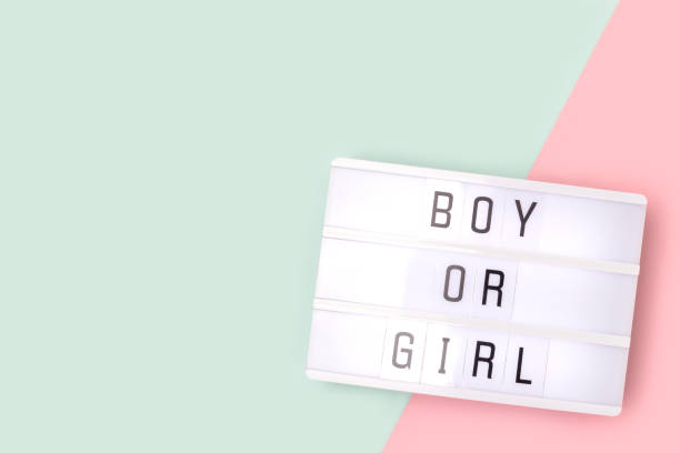 istock Boy or girl. Lightbox with letters on a pink and blue background. 1468915615