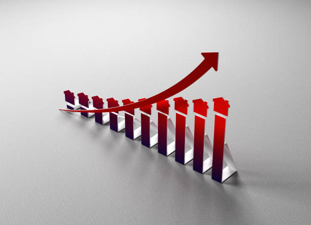 istock Red and blue color finance graph  with red color arrow 1468915733