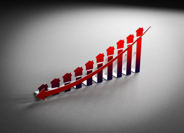 istock Data index red and blue color finance graph  with red color arrow 1468915850