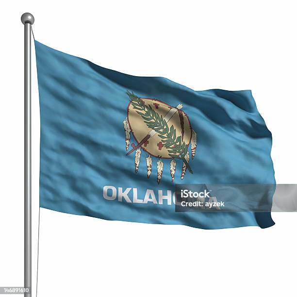 Flaga Oklahoma Z Izolacją - zdjęcia stockowe i więcej obrazów Flaga stanowa Oklahomy - Flaga stanowa Oklahomy, Dmuchać, Flaga
