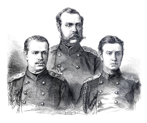 ilustrações de stock, clip art, desenhos animados e ícones de alexander ii emperor of russia and sons 1866 - 1866