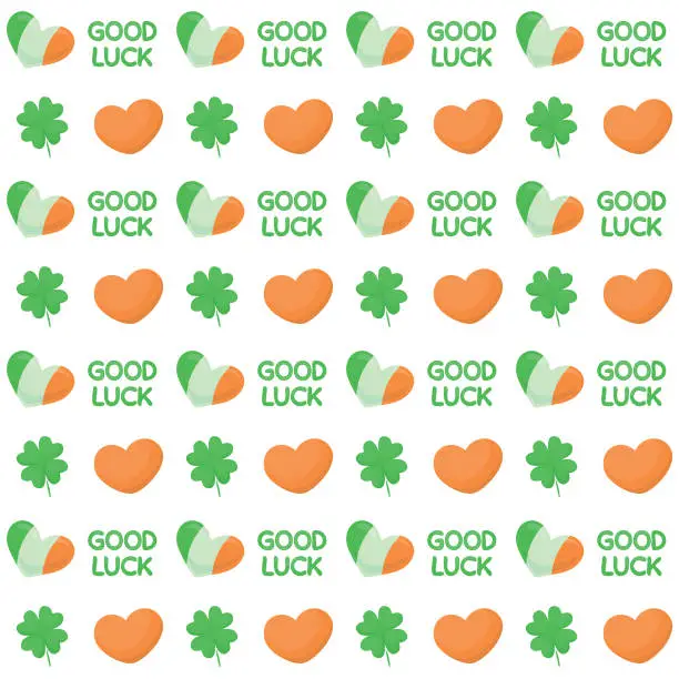 Vector illustration of Colorful repetitive pattern background made of Saint Patrick's Day celebration themed vector illustrations.