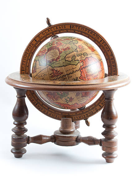 istock Old style wooden globe showing North America on isolated background. 146892481