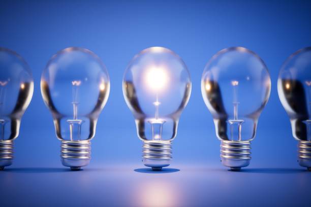 istock the concept of idea generation. A light bulb turned on among the extinguished light bulbs. 3D render 1468925992