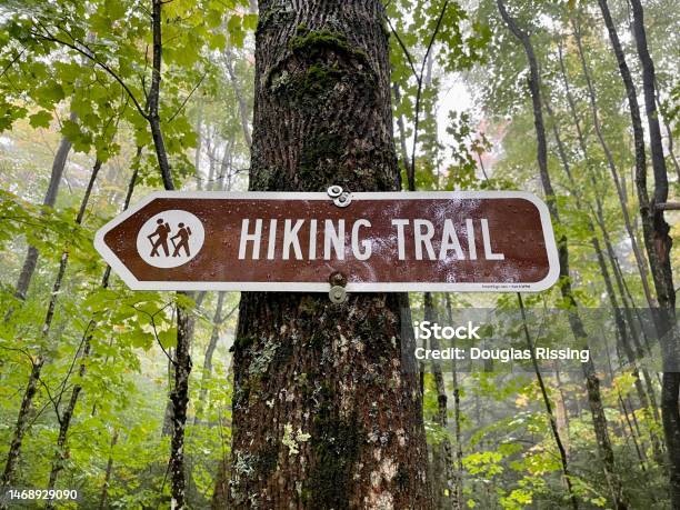 Hiking Trail Sign Stock Photo - Download Image Now - Sign, Trail Marker, Adirondack Mountains