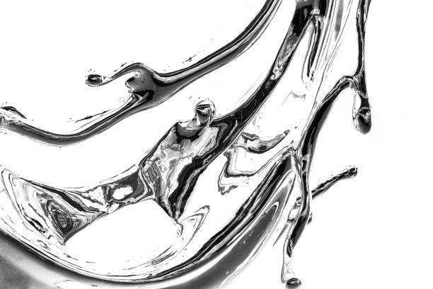 Black and white metal abstract background with copy space, full frame horizontal composition