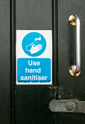 Use Hand Sanitiser Sign at Whitstable in Kent, England