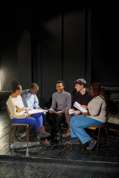 istock Diverse Group Of Young Actors Practice Play In Theater 1468933605