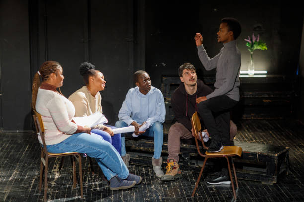 istock Diverse Group Of Young Actors Practice Play In Theater 1468933644
