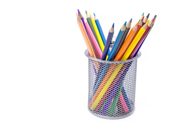 istock A set of color pencils in a cup isolated on a white background. Copy space. A School stuff.Drawing supplies 1468934301