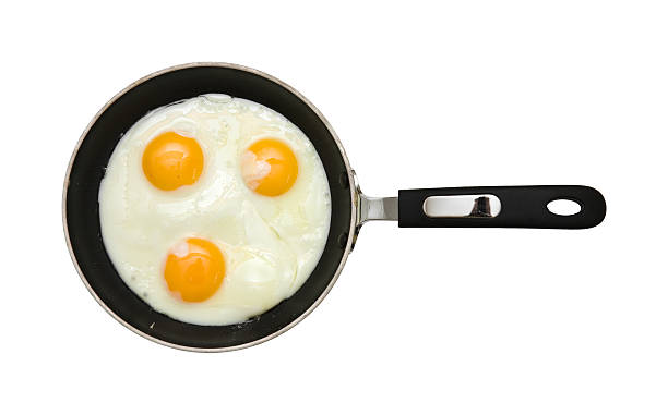 istock fried eggs on black non-stick frying pan 146893767