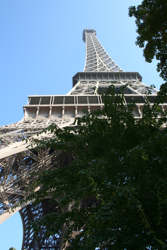 Beneath the Eiffel Tower on a wonderful autumn day.