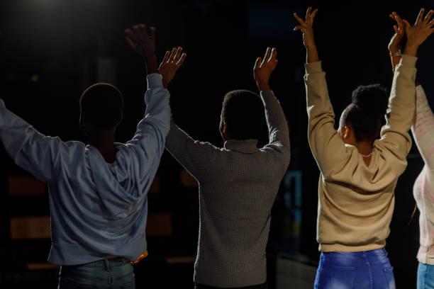 istock Young Black Actors Bow In Front Of The Audience 1468939515