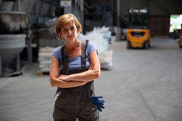 istock Confident Blue collar woman portrait 1468940305