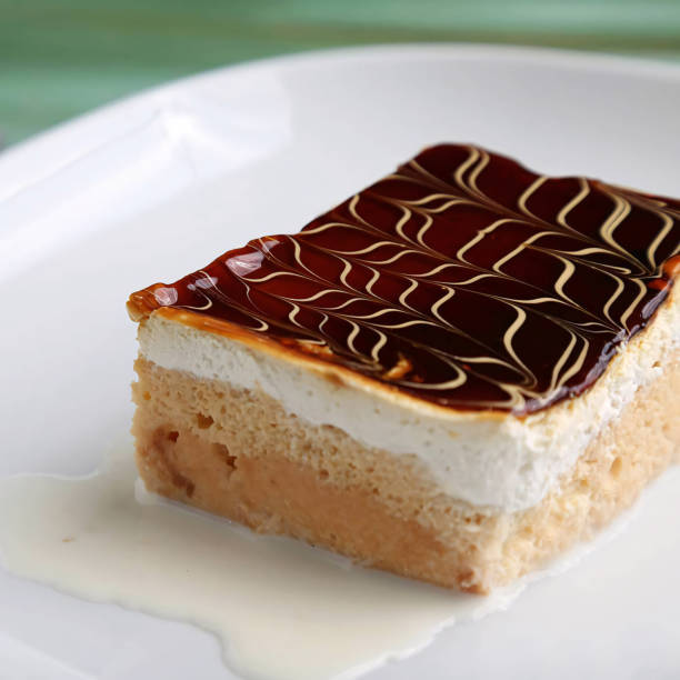 istock Caramel Tres Leches Cake on White Plate Close Up 1468948122