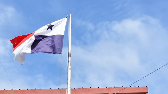 Panama, national flag waving on the pole