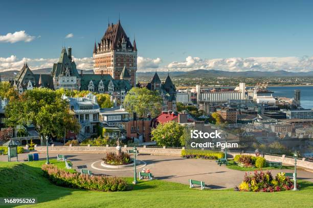 Old Quebec City Downtown Historic Skyline View Stock Photo - Download Image Now - Quebec City, Quebec, Canada