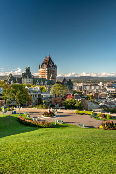 Old Quebec City downtown historic skyline view stock photo