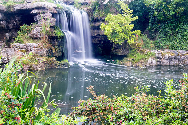 Ornamental Garden and waterfall stock photo