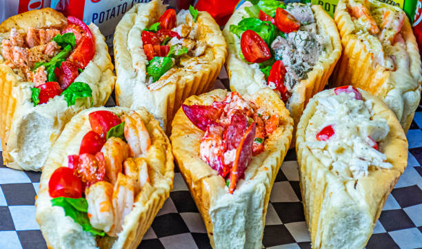 A variety of food items are displayed in an appetizing way.