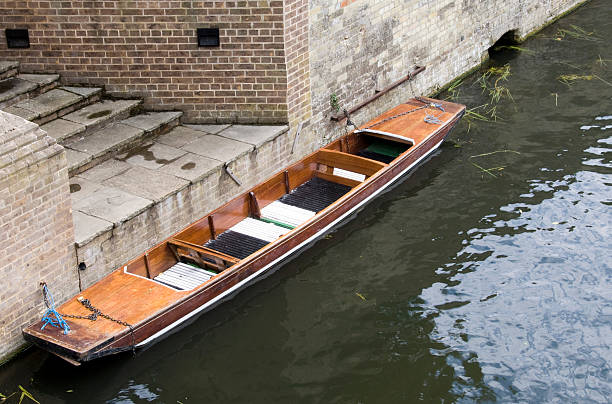 Punt moored in Cambridge stock photo