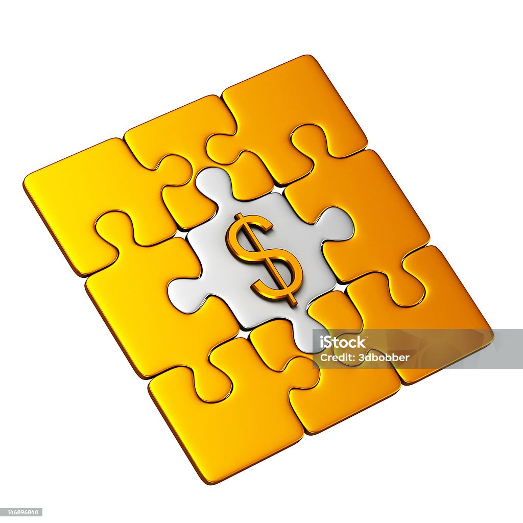 Gold Puzzle mit Dollar-Zeichen - Lizenzfrei Amerikanische Währung Stock-Foto