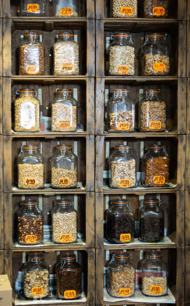 istock Various nuts and dried fruits sorted into jars 1468968551