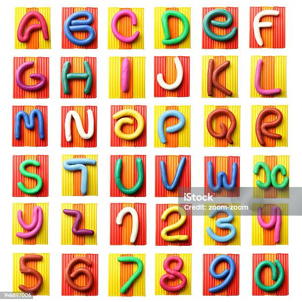 Alfabeto Colorato Plasticine - Fotografie stock e altre immagini di Numero - Numero, Plastilina, Carattere tipografico
