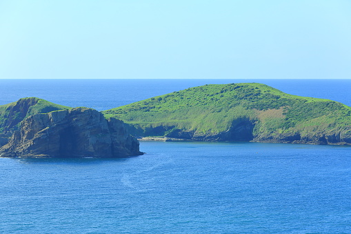 View of Chagwido Island from Suwolbong Peak on the west side of Jeju Island