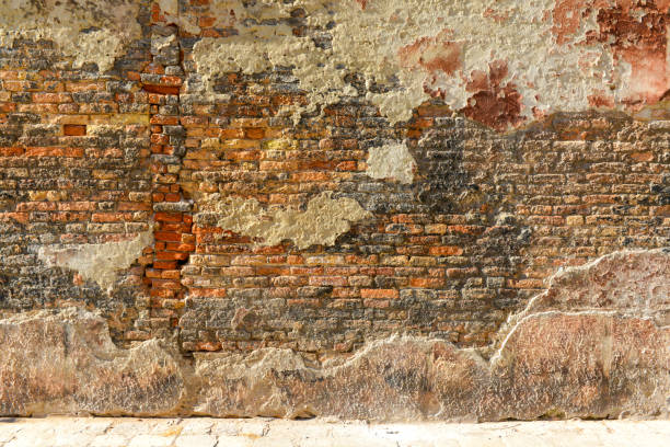 Old brick wall with red brick background, vintage wall background