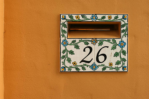 tiled letterbox for home stock photo